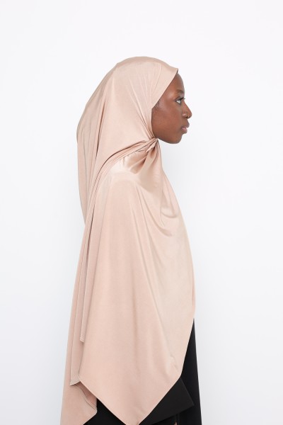 Beige gold satin jersey hijab