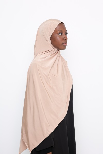 Beige gold satin jersey hijab