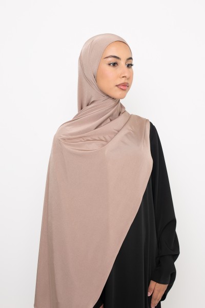 Taupe gold satin jersey hijab