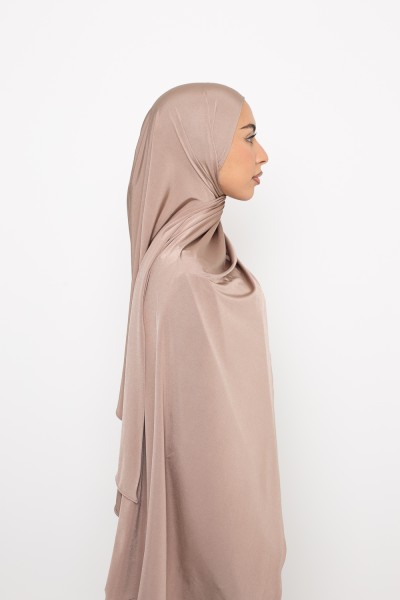 Taupe gold satin jersey hijab