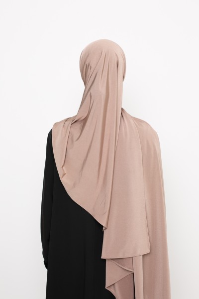 Taupe gold satin jersey hijab