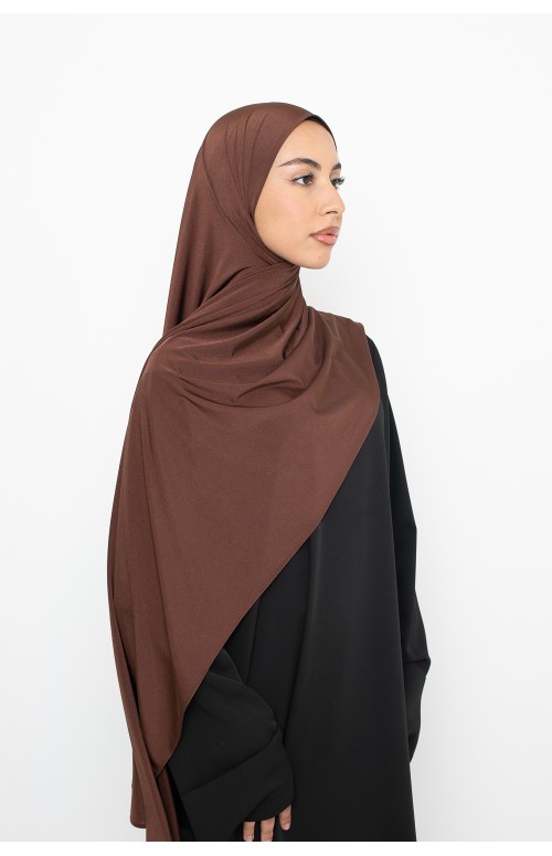 Hijab jersey satin premium chocolat