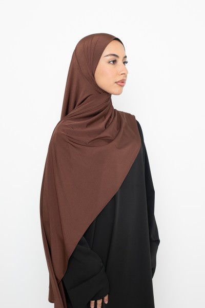 Chocolate satin jersey hijab