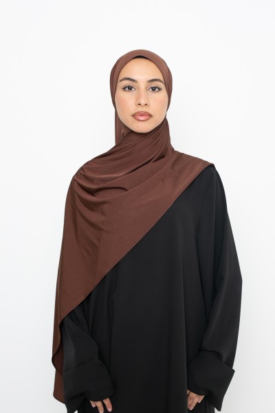 Chocolate satin jersey hijab