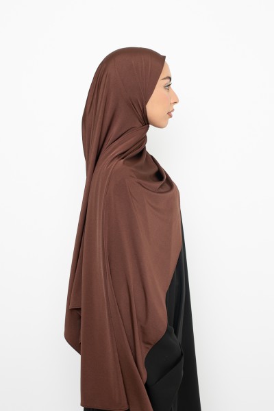 Chocolate satin jersey hijab