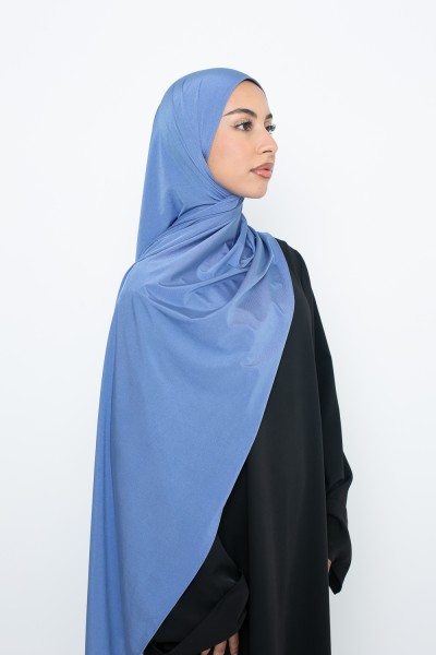 Blue satin jersey hijab
