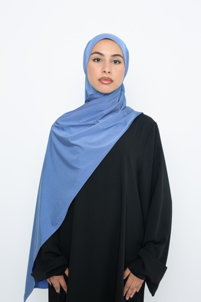 Blue satin jersey hijab