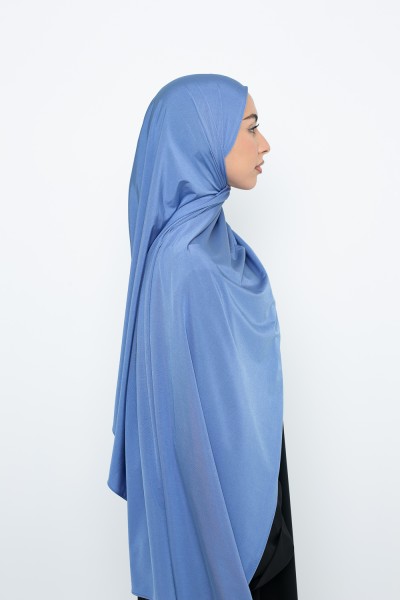 Blue satin jersey hijab