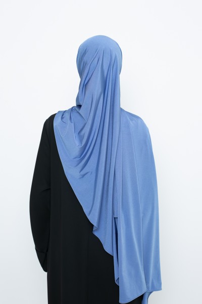 Blue satin jersey hijab