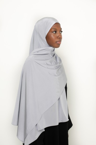 Hiyab de jersey de satén gris