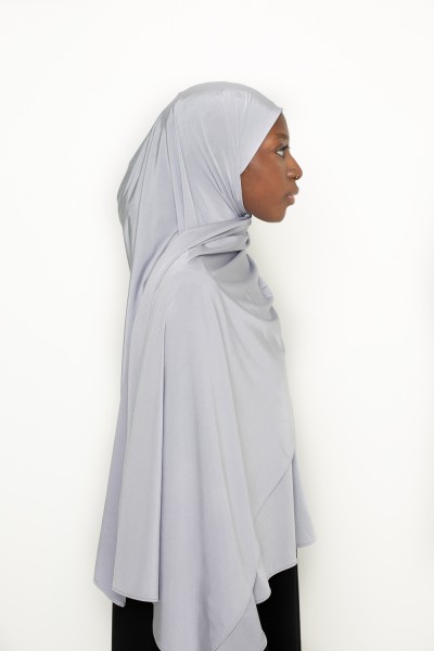 Hiyab de jersey de satén gris