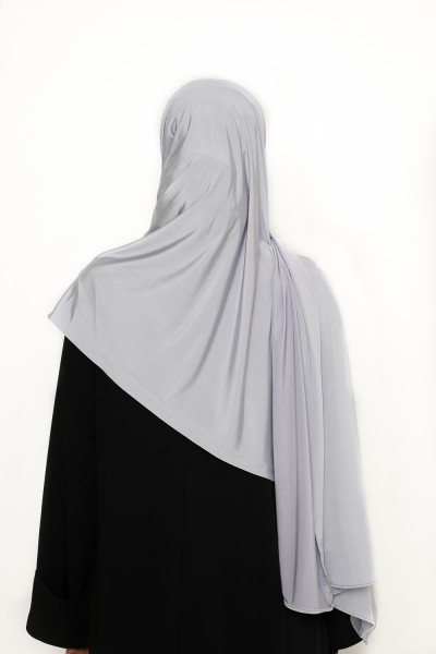 Hiyab de jersey de satén gris