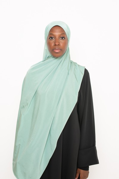 Aqua satin jersey hijab