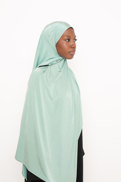 Aqua satin jersey hijab