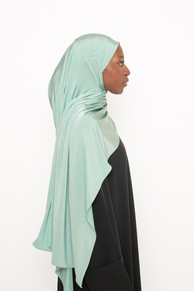 Aqua satin jersey hijab