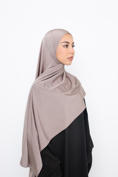 Dark taupe satin jersey hijab