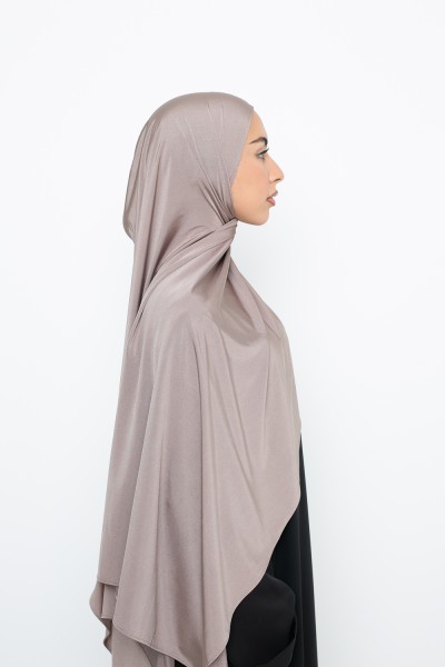 Dark taupe satin jersey hijab