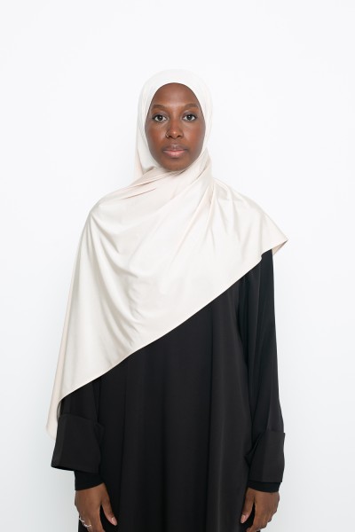 Cream satin jersey hijab