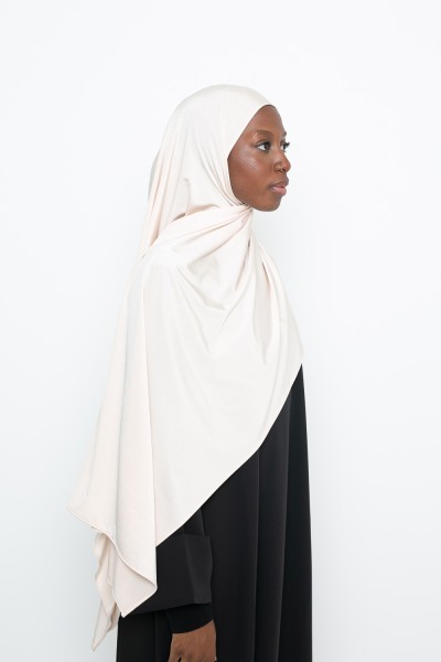 Cream satin jersey hijab