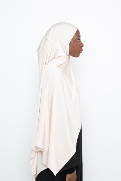 Cream satin jersey hijab