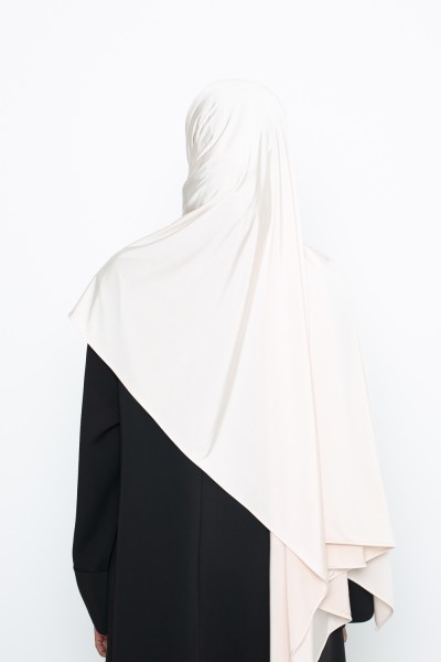 Cream satin jersey hijab