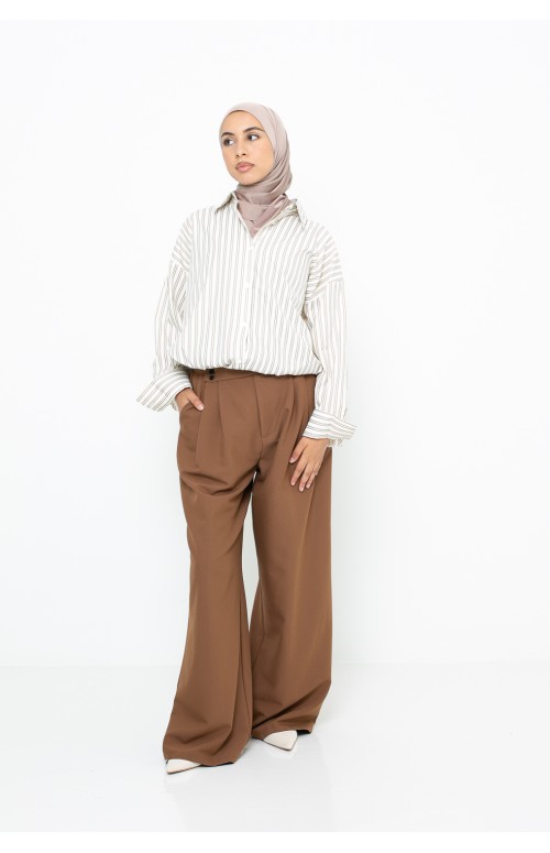 Pantalon ample camel habillé pour femme musulmane