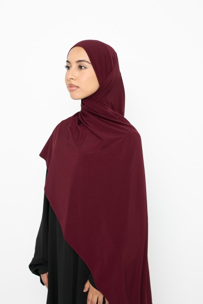 Ready-to-tie hijab Premium jersey burgundy