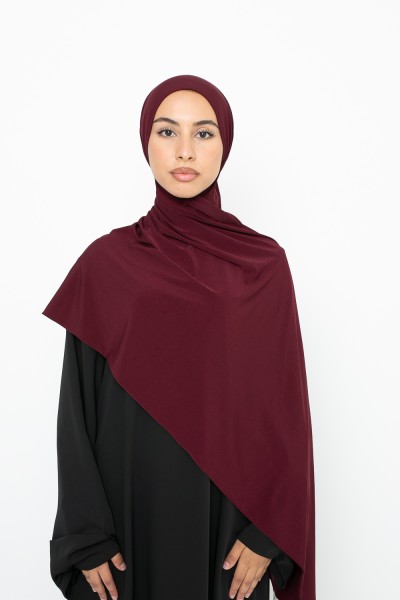 Ready-to-tie hijab Premium jersey burgundy