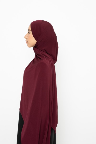 Ready-to-tie hijab Premium jersey burgundy