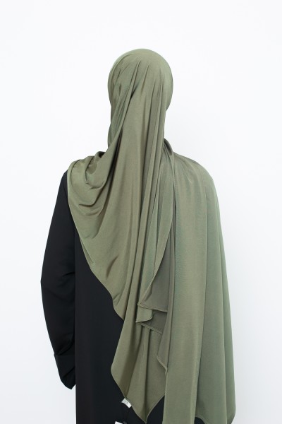 Khaki satin jersey hijab