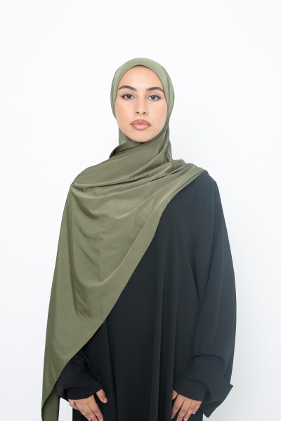 Khaki satin jersey hijab