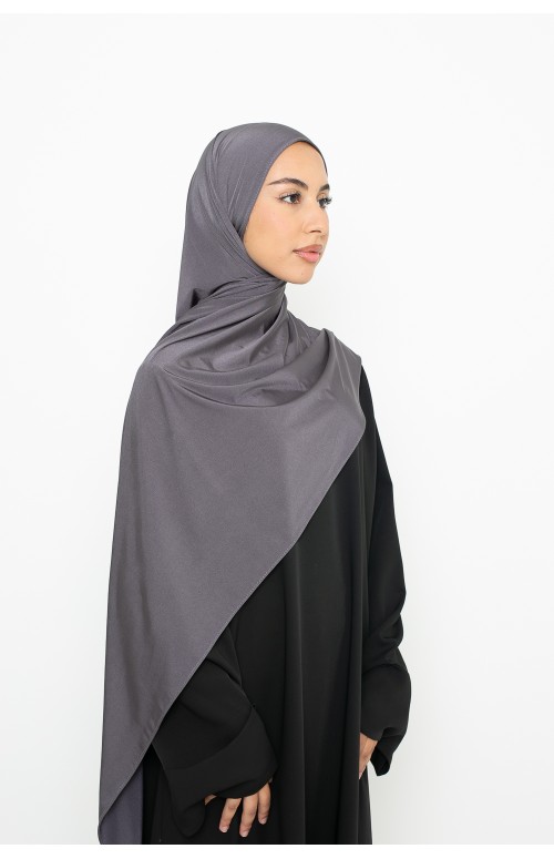 Hijab jersey satin gris
