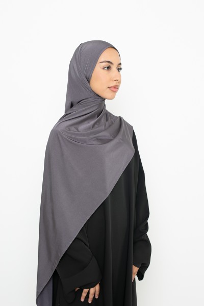 Dark grey satin jersey hijab
