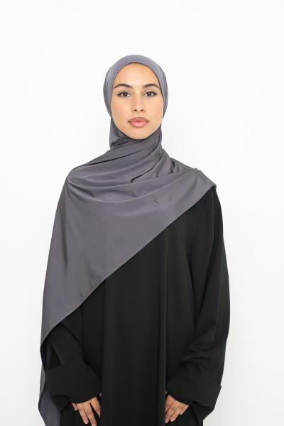 Dark grey satin jersey hijab