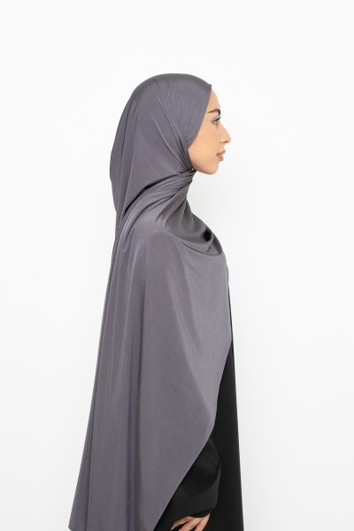Dark grey satin jersey hijab
