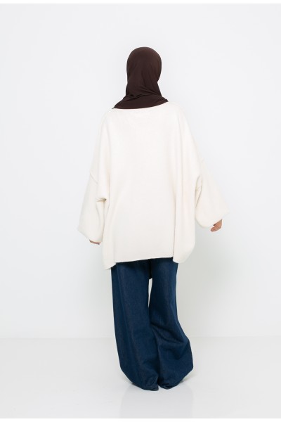 Pull oversize maille crème