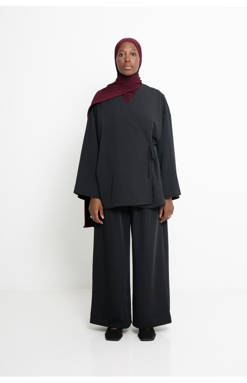 Veste création à nouer classe et chic pour femme musulmane. Boutique hijab mode.