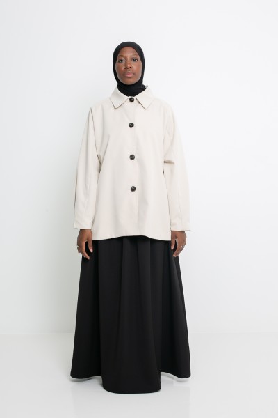 Minimalist Tokyo greige trench coat