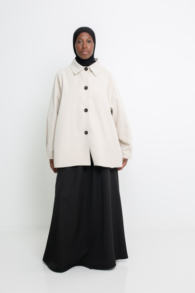 Minimalist Tokyo greige trench coat