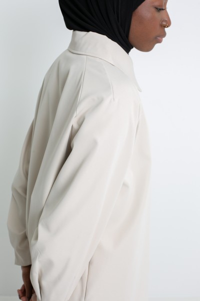 Minimalist Tokyo greige trench coat