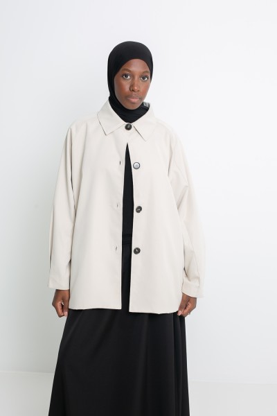 Minimalist Tokyo greige trench coat