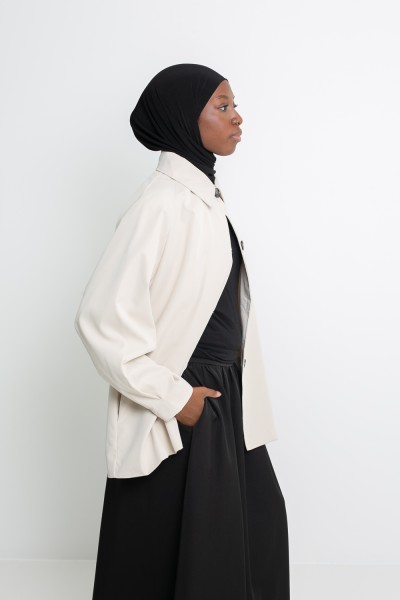 Minimalist Tokyo greige trench coat