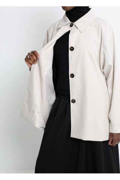 Minimalist Tokyo greige trench coat