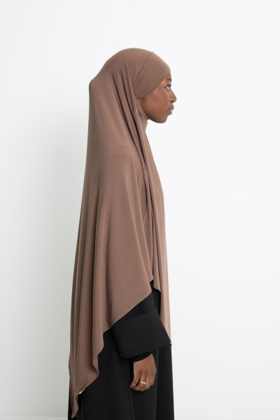 Khimar Jersey premium taupe marrón