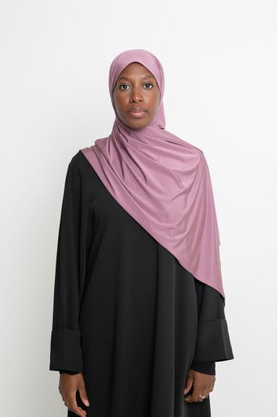 Rosy plum satin jersey hijab