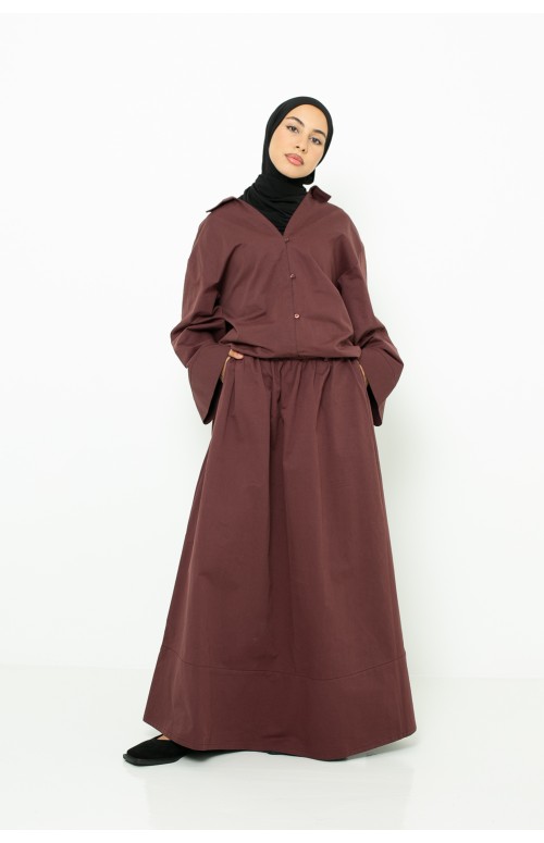 jupe coton marron