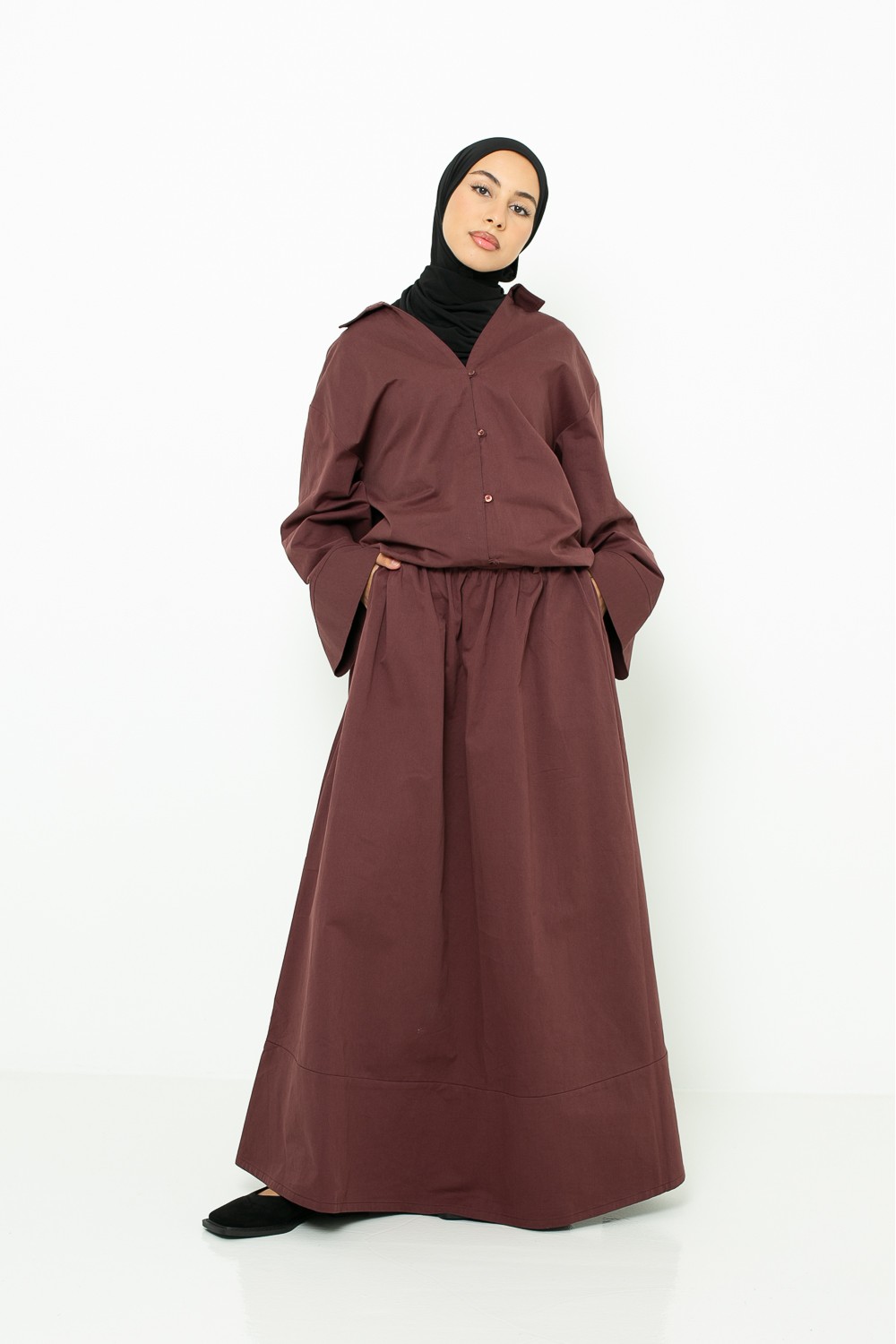 jupe coton marron