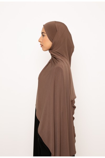 Ready-to-tie hijab Premium jersey taupe brown