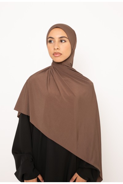 Ready-to-tie hijab Premium jersey taupe brown