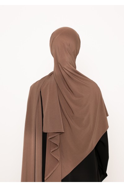 Ready-to-tie hijab Premium jersey taupe brown